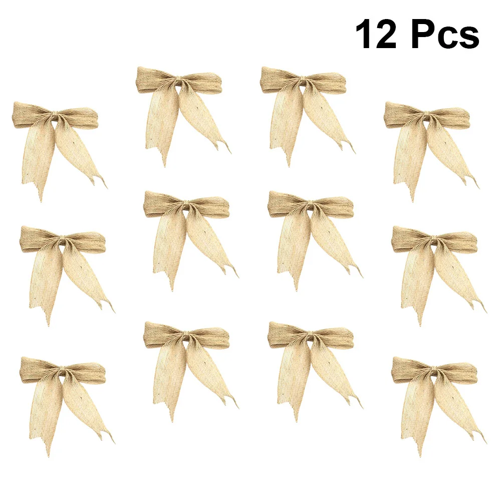 

12Pcs Burlap Christmas Bows, Christmas Decorative Bows Xmas Tree Bowknot Ornaments for Christmas Tree Hanging Decoration