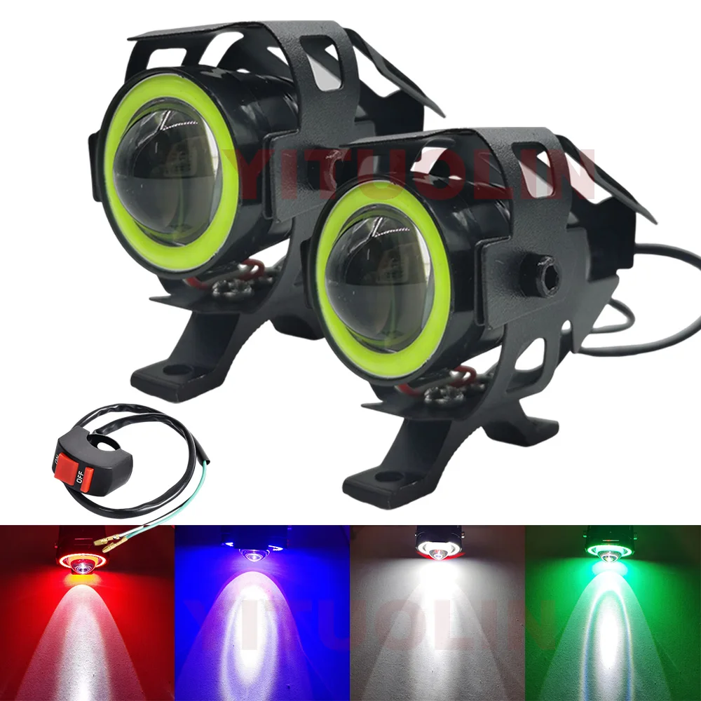 Angel Eyes Auxiliary Led Lights For Motorcycle Headlight 12v Flashing Long  Range Drl Additional Spotlights Lamp Lense Fog Lights - Motorcycle Light  Assembly - AliExpress