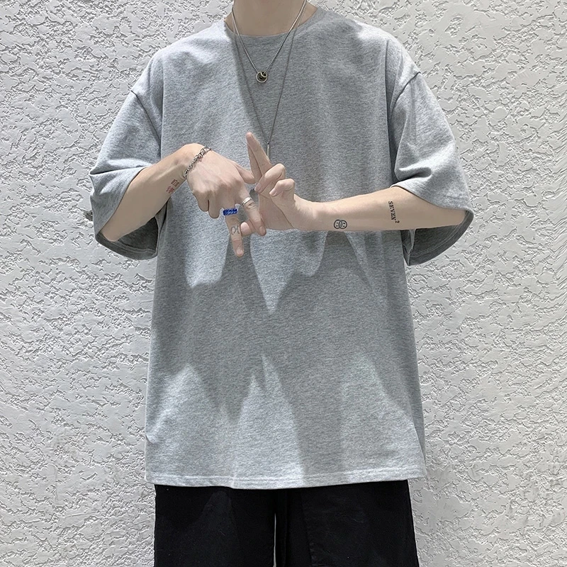 

New Summer Men's T Shirt 2023 Fashion Solid Mens Oversized Hip Hop Short Sleeve Casual Cotton Streetwear op ees