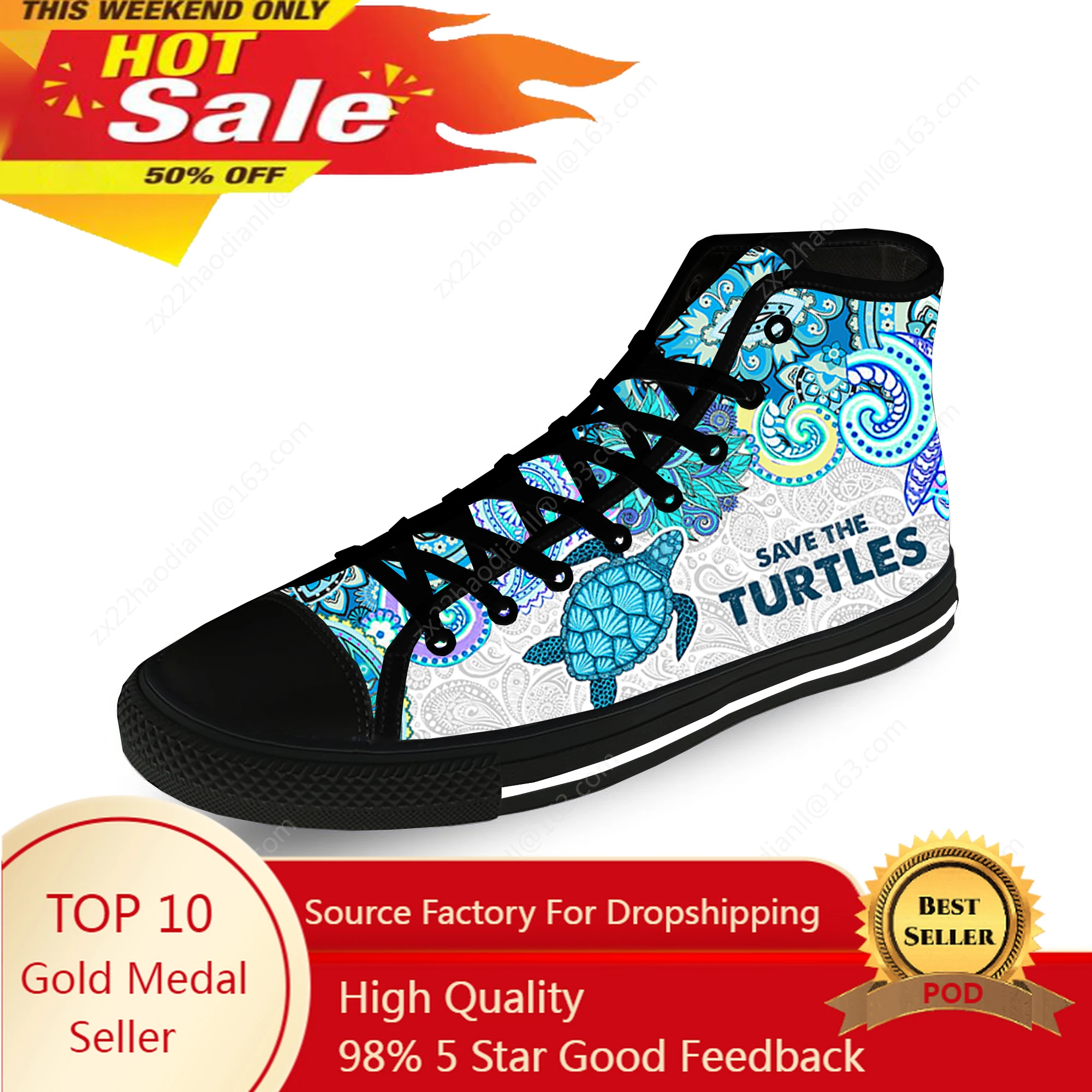 Save The Turtles High Top Sneakers Mens Womens Teenager Casual Shoes Canvas Running Shoes 3D Print Breathable Lightweight shoe
