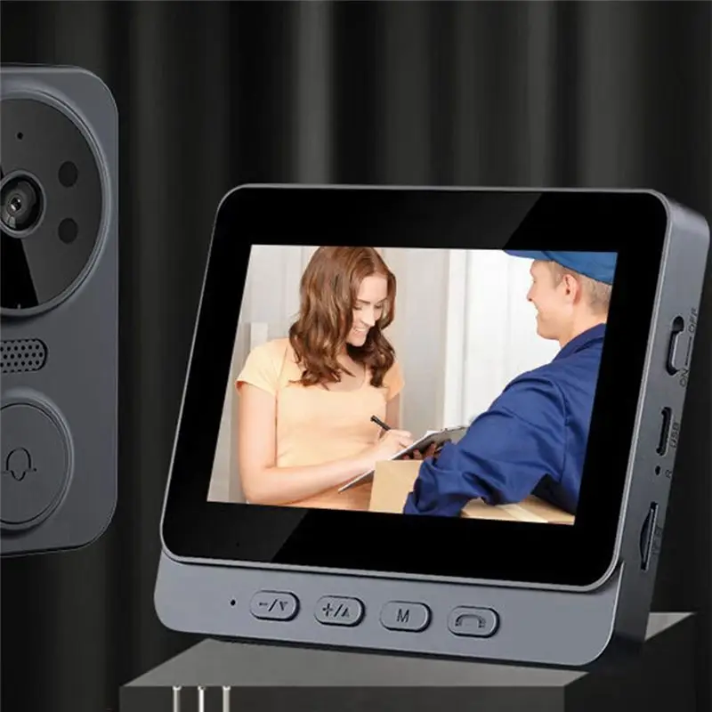 AUAU-2.4G Wifi 무선 비주얼 인터콤 초인종(스크린 포함) 스마트 고화질 비디오 모니터링 양방향 음성 야간 투시경