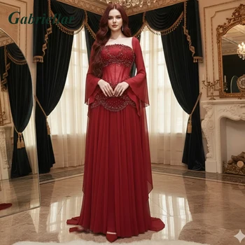 Abiti da sera Gabriellar senza spalline, eleganti, a maniche lunghe, in chiffon plissettato, stile A-line, personalizzabili, per feste ed eventi a Dubai