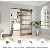 42 x 84 inch Glass Barn Door with 7FT Barn Door Hardware Kit Included,5-Panel Frosted Glass, Water-Proof Surface, 5