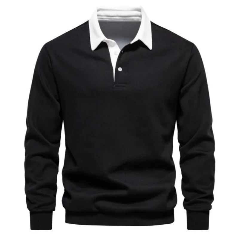 Description Picture 4 of item2024 New Spring Autumn Fashion Design Polo Neck Sweatshirts for Men Casual and Social Wear Quality Cotton Mens Sweatshirts