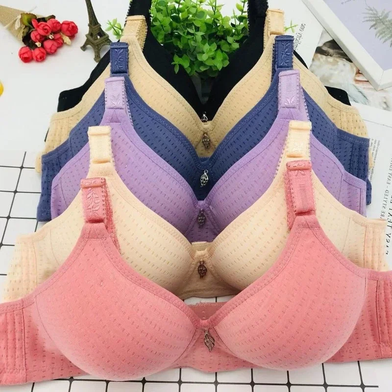 

Large Cotton Mom's Steel Rimless Bra Bamboo Charcoal Medium and Old Age Thin Cotton Bra Plus Size Bra