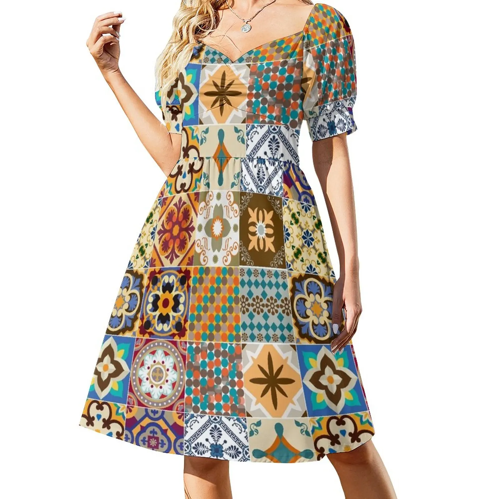 

traditional portuguese tiles ''azulejo português'' Sleeveless Dress Woman's evening dress