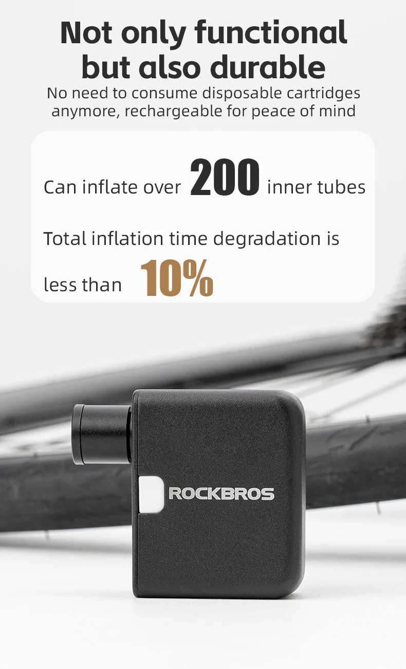 ROCKBROS Mini tragbare elektrische Hochdruck-Luftpumpe mit Schrader Presta-Ventilen für Rennrad, MTB, Fahrrad, Radfahren, Inflationszubehör – Detail 11