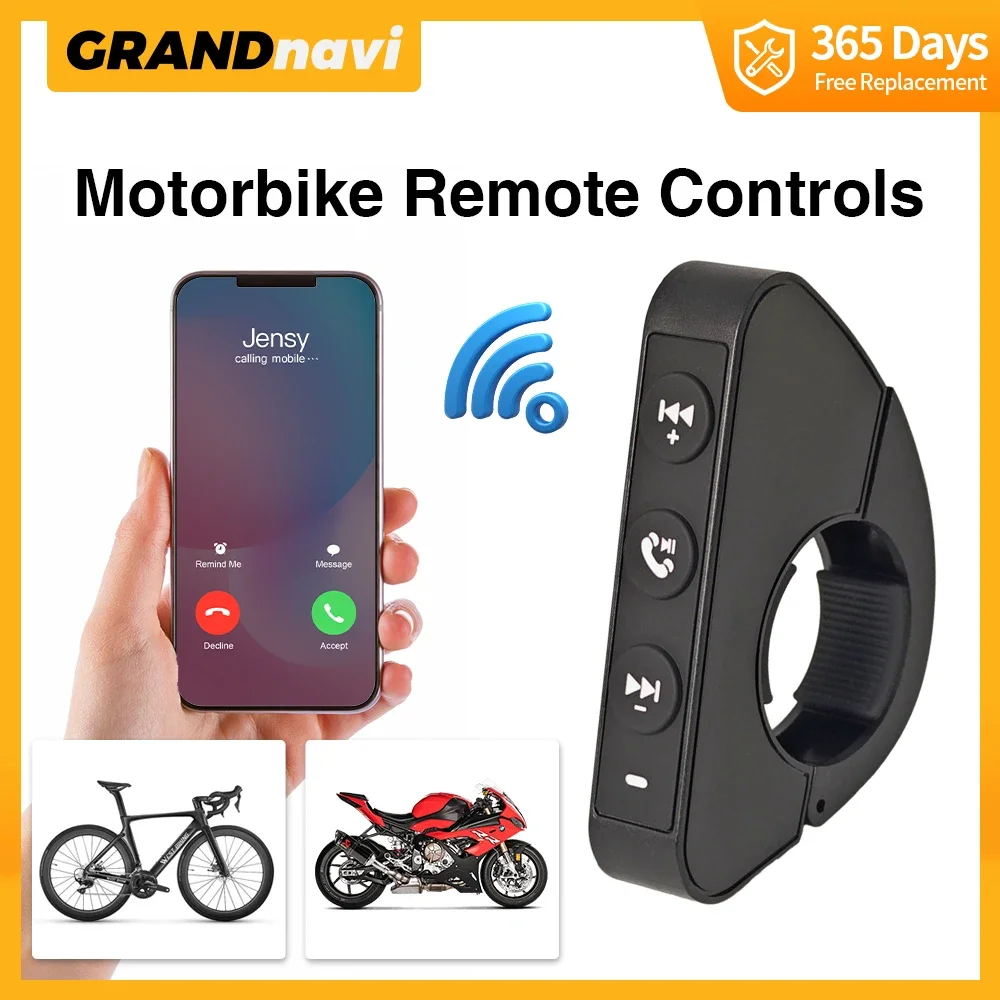 Wireless Media Remote Controller Grandnavi Motorbike Wireless Wheel control M528 M686 Motorcycle Display Switching song Volume control phone call