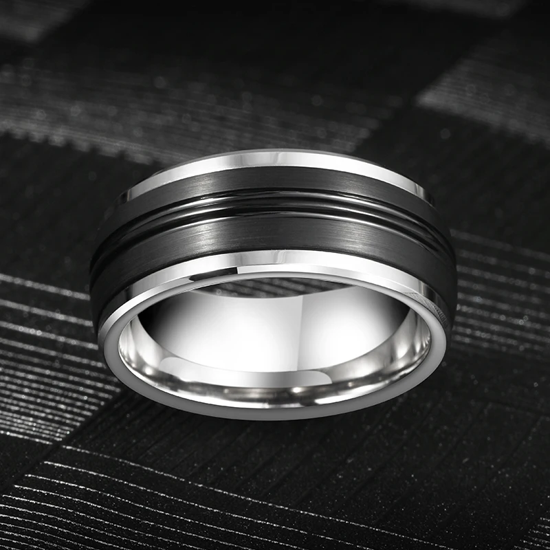 Rings For Men 9mm Original Male Classics Black Lassa Craft Comfort Fillet Party Engagement Gift Jewelry,Engraving