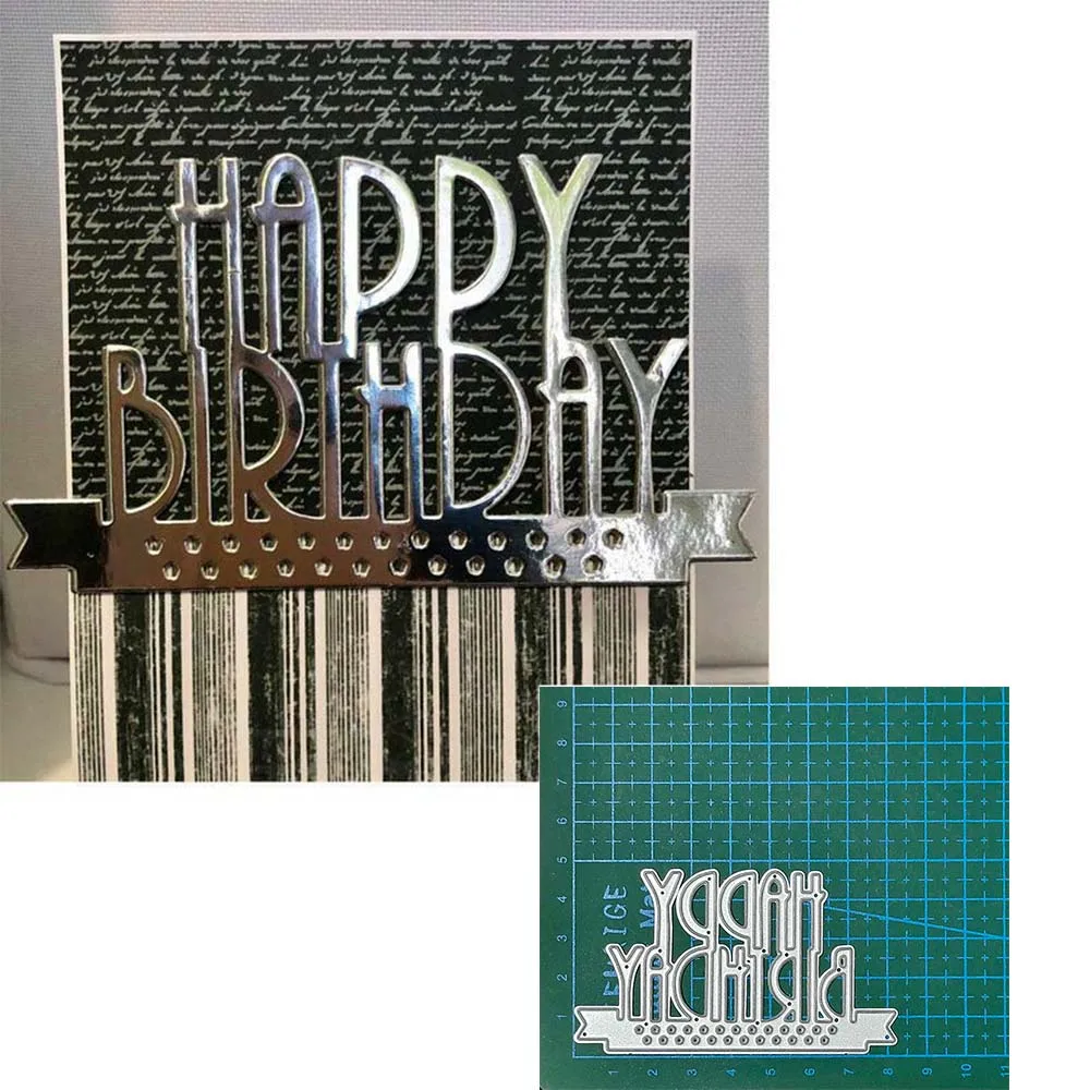 

Happy Birthday Metal Cutting Dies for DIY Scrapbooking Album Paper Cards Decorative Crafts Blade Punch Embossing Die Cuts