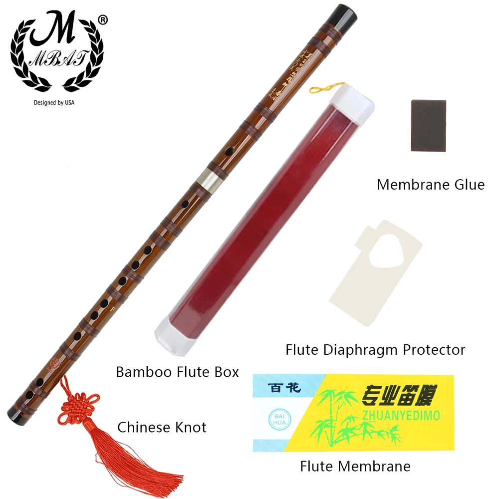 Flûte Dizi Chinoise En Bambou - Clé De Fa Avec Membrane Et Colle - Instrument Traditionnel Fait Main