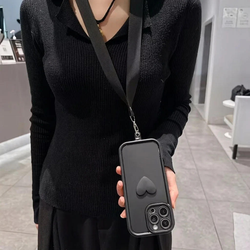 3D Love Silicone Crossbody Lanyard Case