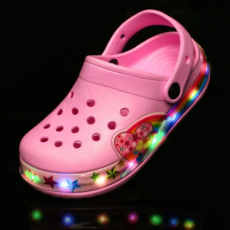 Flashing Sneaker Hole Sandals First Walker Children&rsquo;s Boots Summer Hollow Baby Beach Shoes for Girls Boys