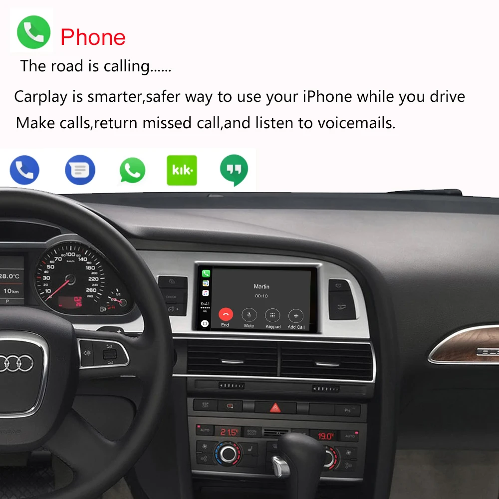 Wireless Apple CarPlay Radio For Audi A6 S6 C6 2010-2011 Mirror Link AirPlay Car Play Android Auto Interface Youtube Functions