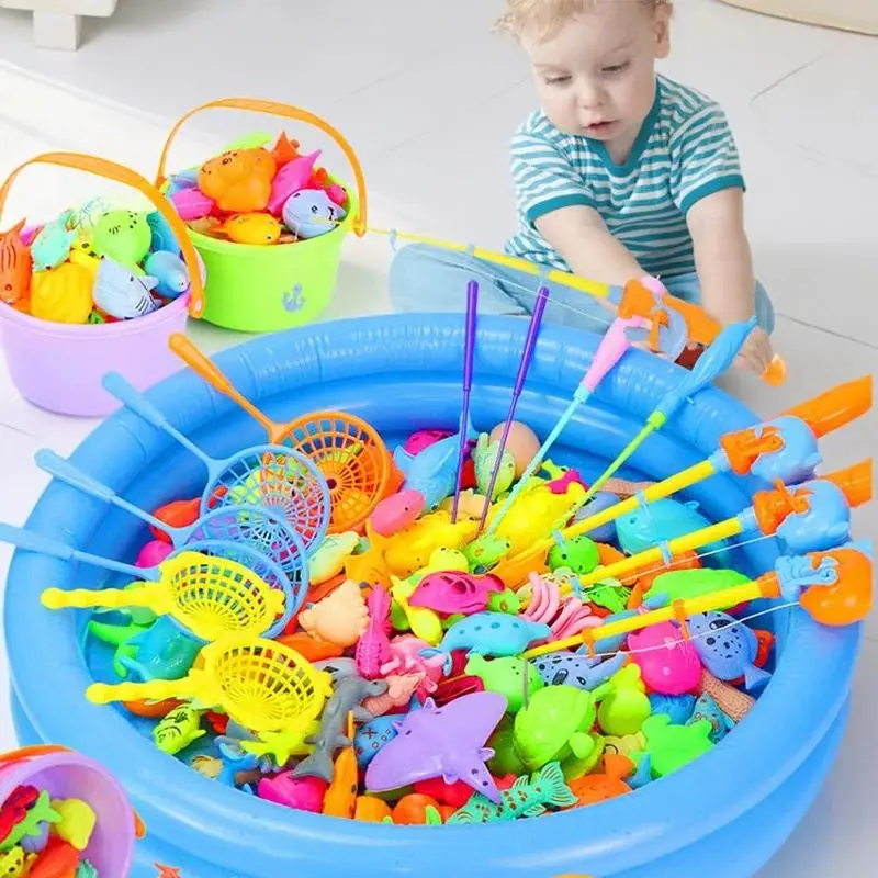 Kids Magnetic Fishing Toy Set Inflatable Pool Play Water Toys Baby Children Outdoor Indoor Sport Puzzle Toys
