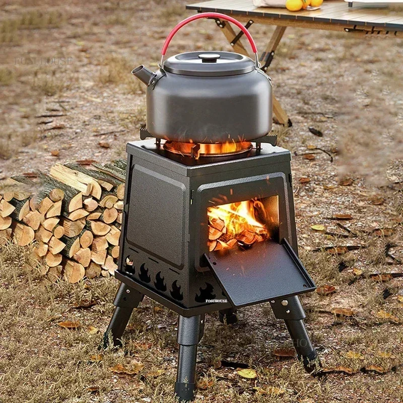Portable Outdoor Fire Pits Camping Cooking Stove Foldable Brazier Mobile Pot Stove Wood Stoves Villa Courtyard Heating Fire Pit