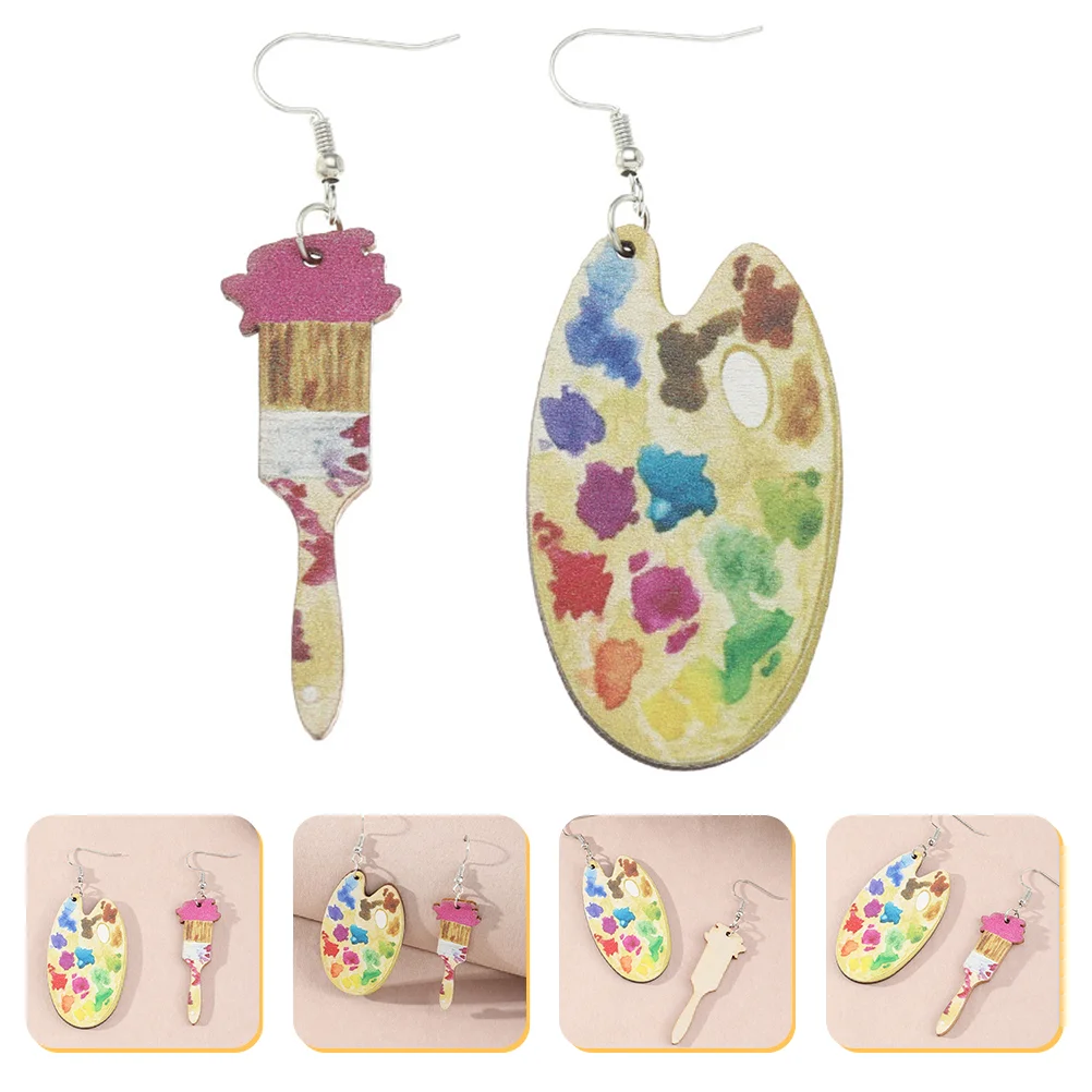 

Colorful Paint Earrings Piercing Jewelry Women Wooden for Drop Dangle Bride Party