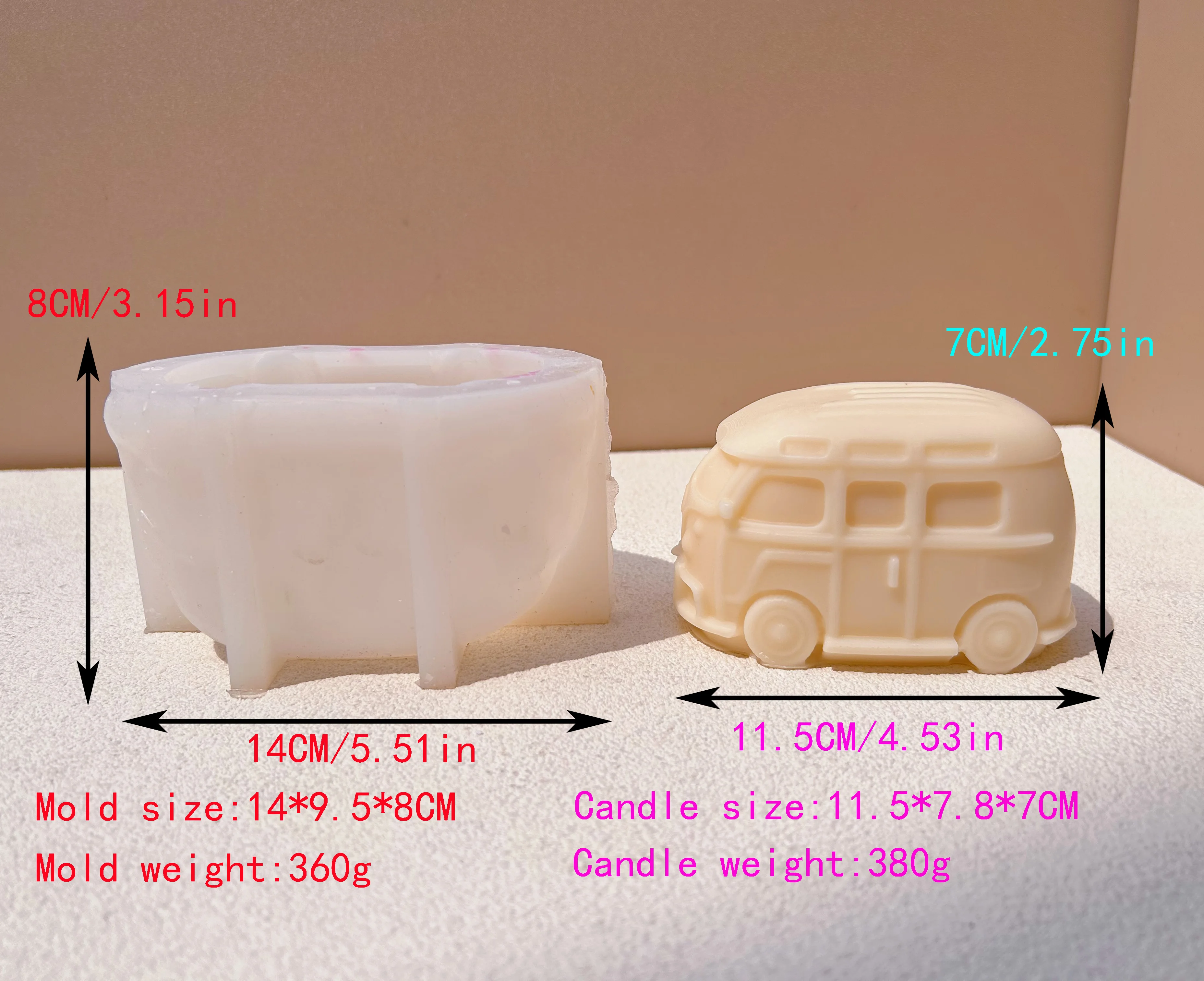 4 Stampini In Silicone Per Candele A Forma Di Bus - Stampo Per Gesso, Sapone E Resina, Idea Fai Da Te - 3