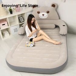 PUF de oso de dibujos animados para el hogar, colchón Tatami de moda, cama inflable portátil, doble pareja, para el suelo