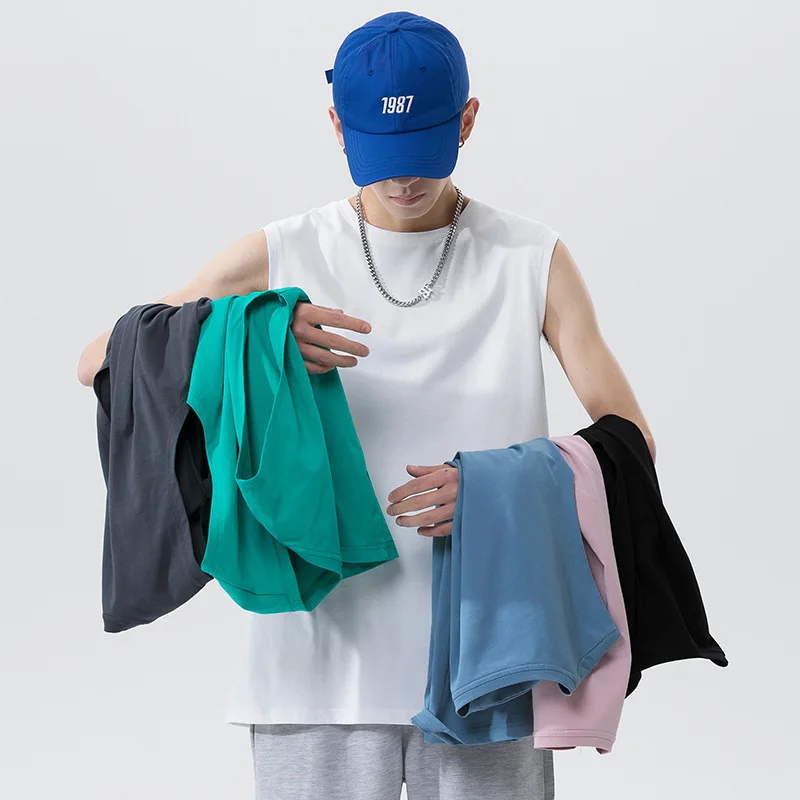 

Sports Tank Top Men's Sleeveless Cotton T-shirt Loose Large Top 2023 Summer New Basketball Sweatshirt O-Neck Tank Tops