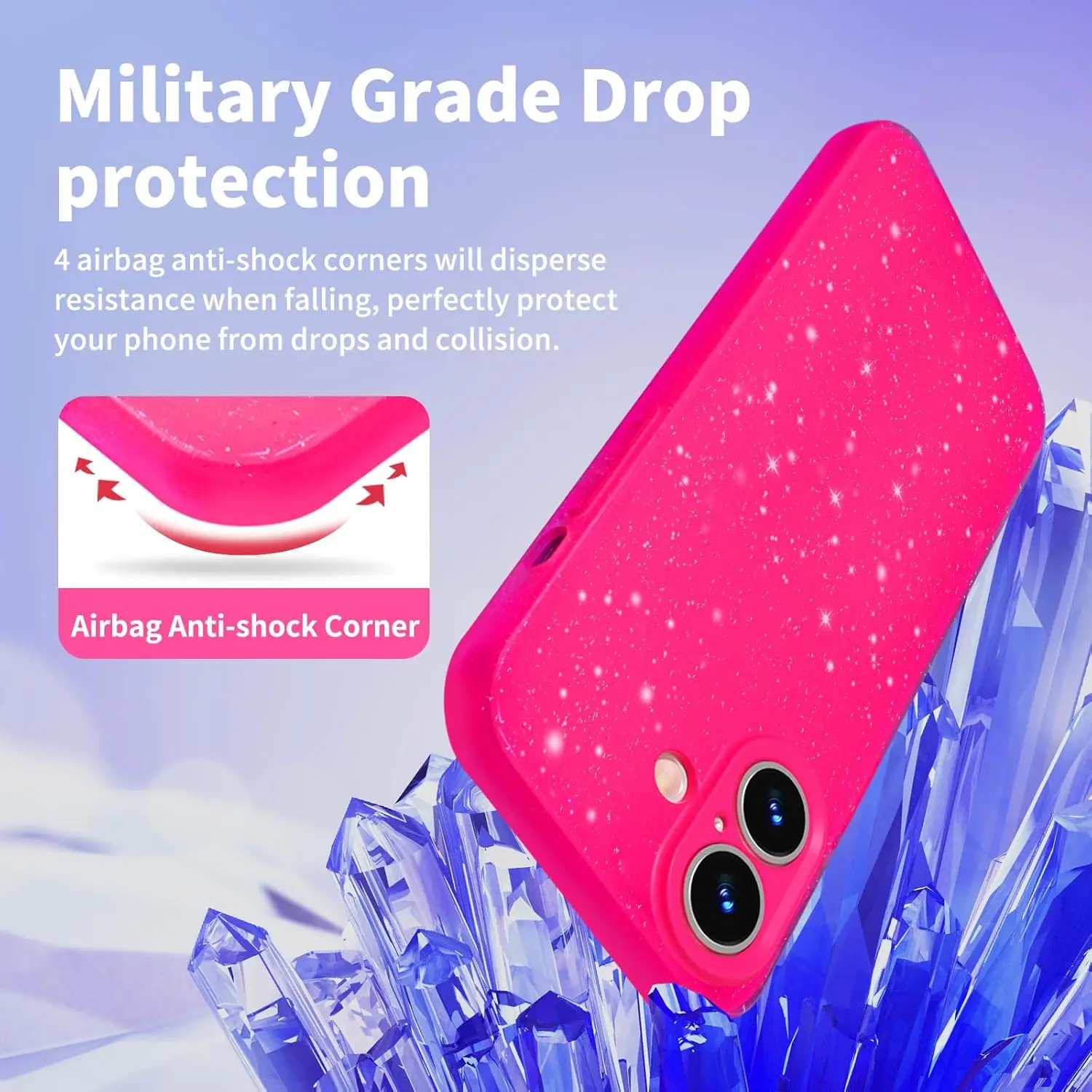 Hot Pink Rose Glitter Phone Case - Stylish Sparkle Cover