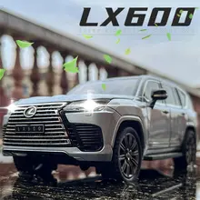  1:24 LX600 SUV Alloy Luxy Car Model Diecasts Metal Toy Off-road Vehicles Car Model Simulation Sound and Light Childrens Toy Gift 