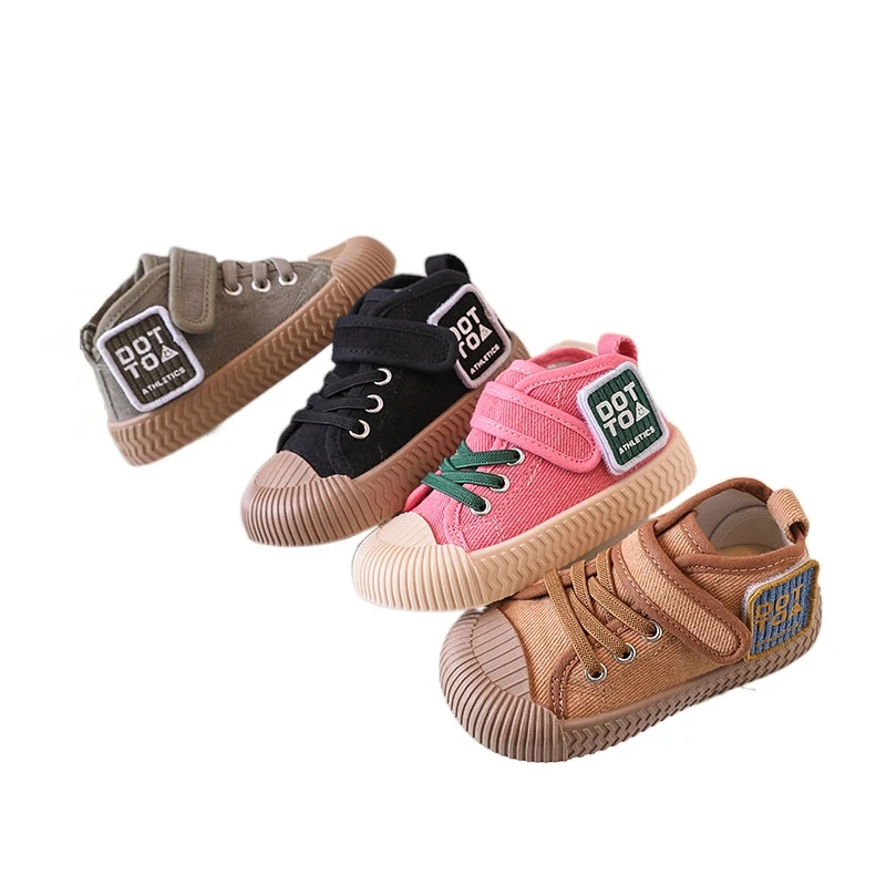 

Autumn New Children's High top Canvas Shoes Girls' Boys' Anti kick Casual Shoes Spring Autumn Platform Flats Sneakers