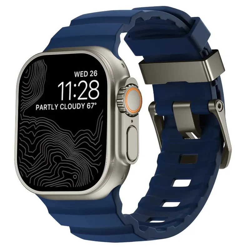 Luminous Sport Silicone & Titanium Metal Watch Band Bracelet