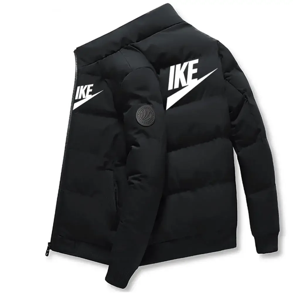 Winter brand print casual short cotton jacket men's fashion trend warm cold proof thick windproof cotton jacket