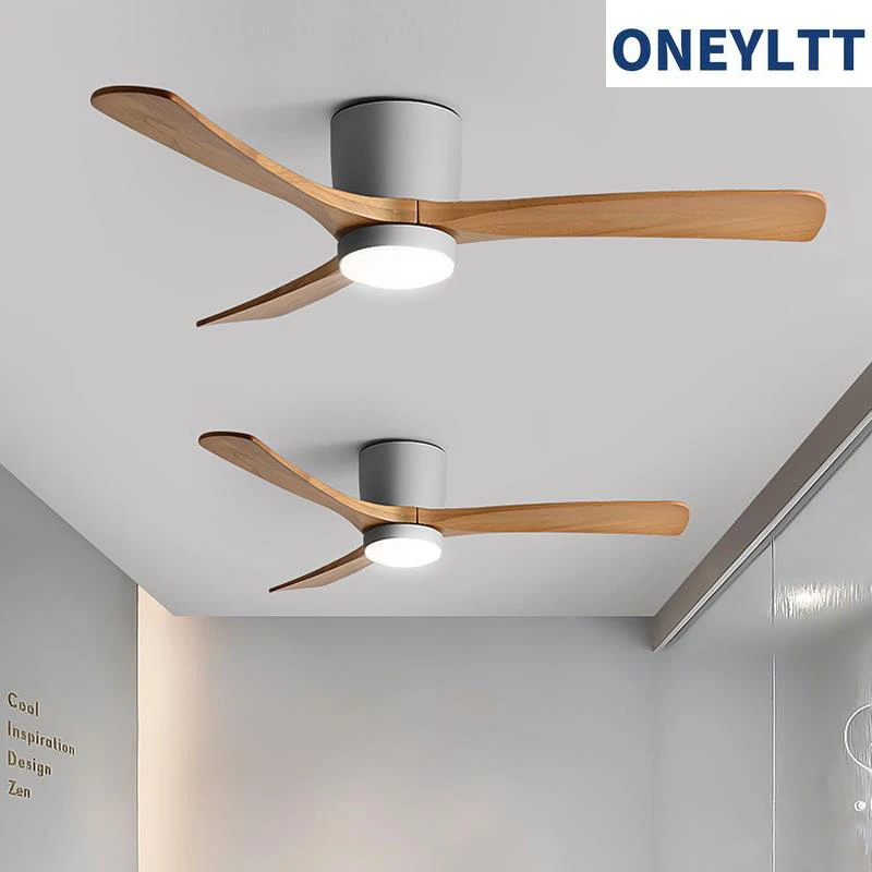 Low Profile Ceiling Fan With Lights 3 Carved Wood Fan Blades Noiseless Reversible Motor Remote Control Flush Mount ceiling fan led ceiling fan lights led fan light