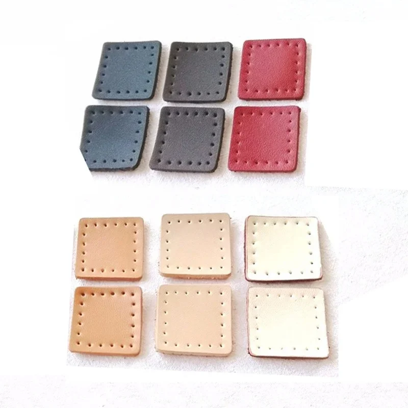 2PCS 2.8*2.8cm Genuine Leather Square Zipper Tail Hand Accessory DIY Luggage Leather Parts Zipper Decorative Tail Piece