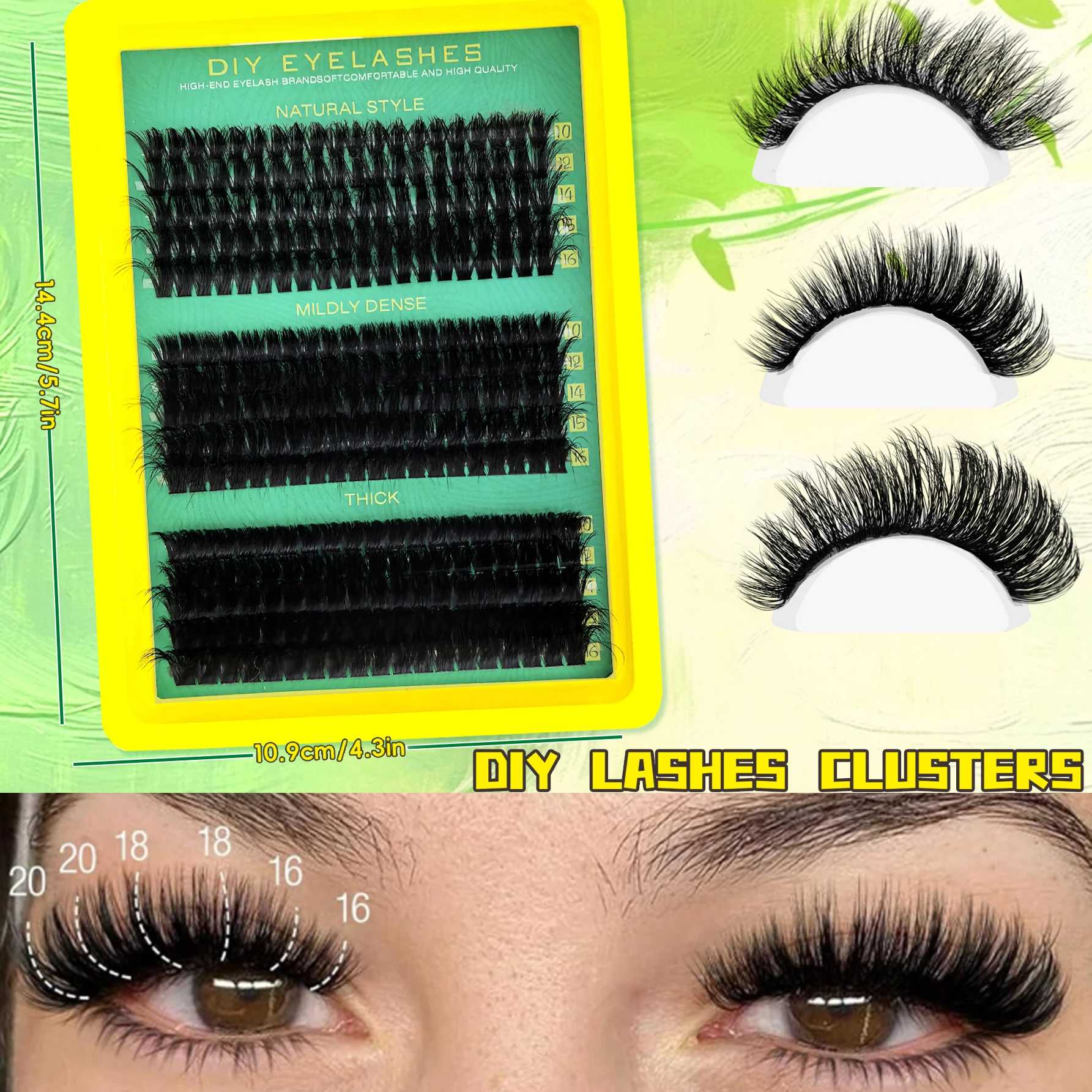 6810D Mega Thick Eyelash Cluster Kit Mixed Length Soft Reusable Lash Extensions