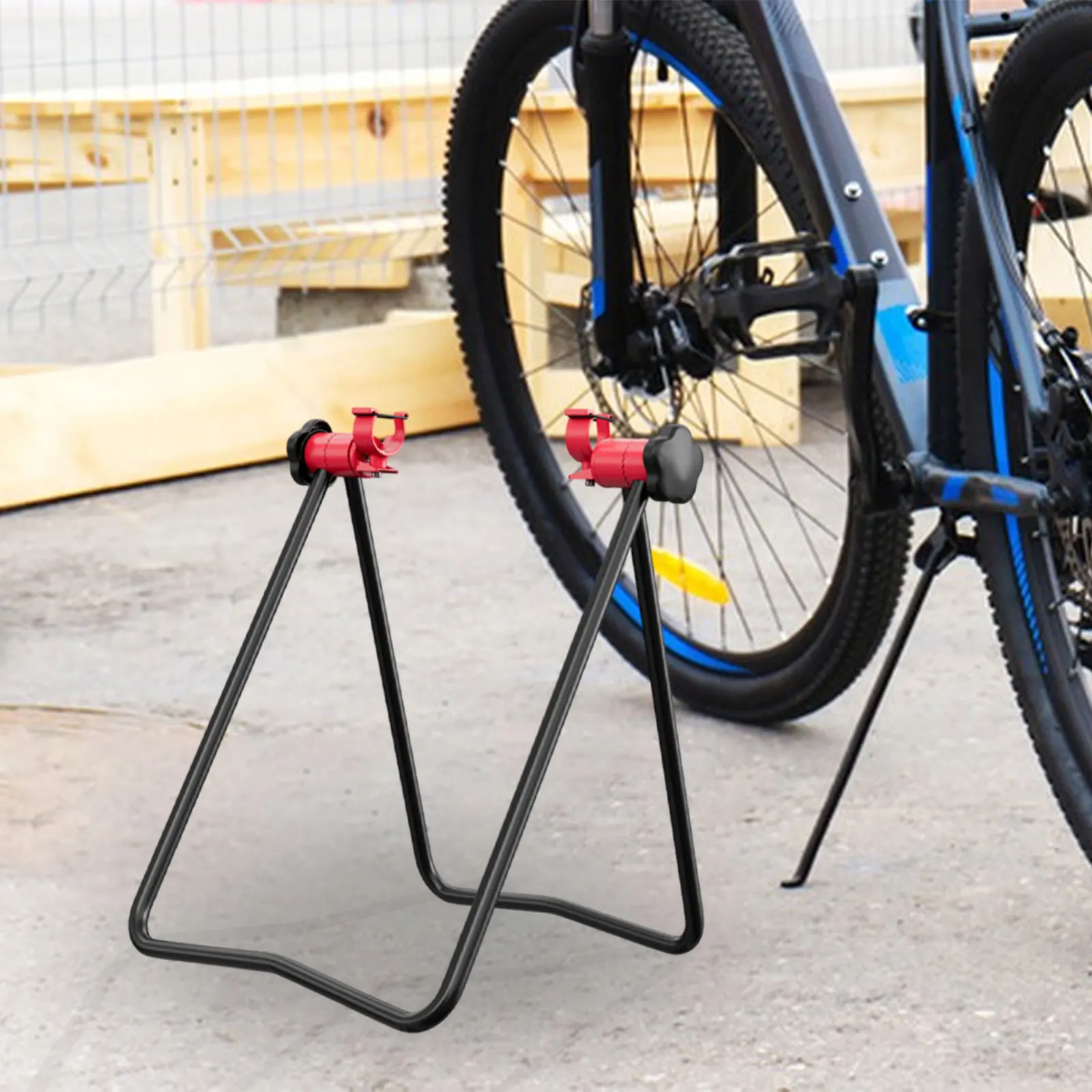 Bicycle Parking Rack Mountain Road Bike Triangle Vertical Foldable for Mountain Road Bike Folding Repairing Adjusting