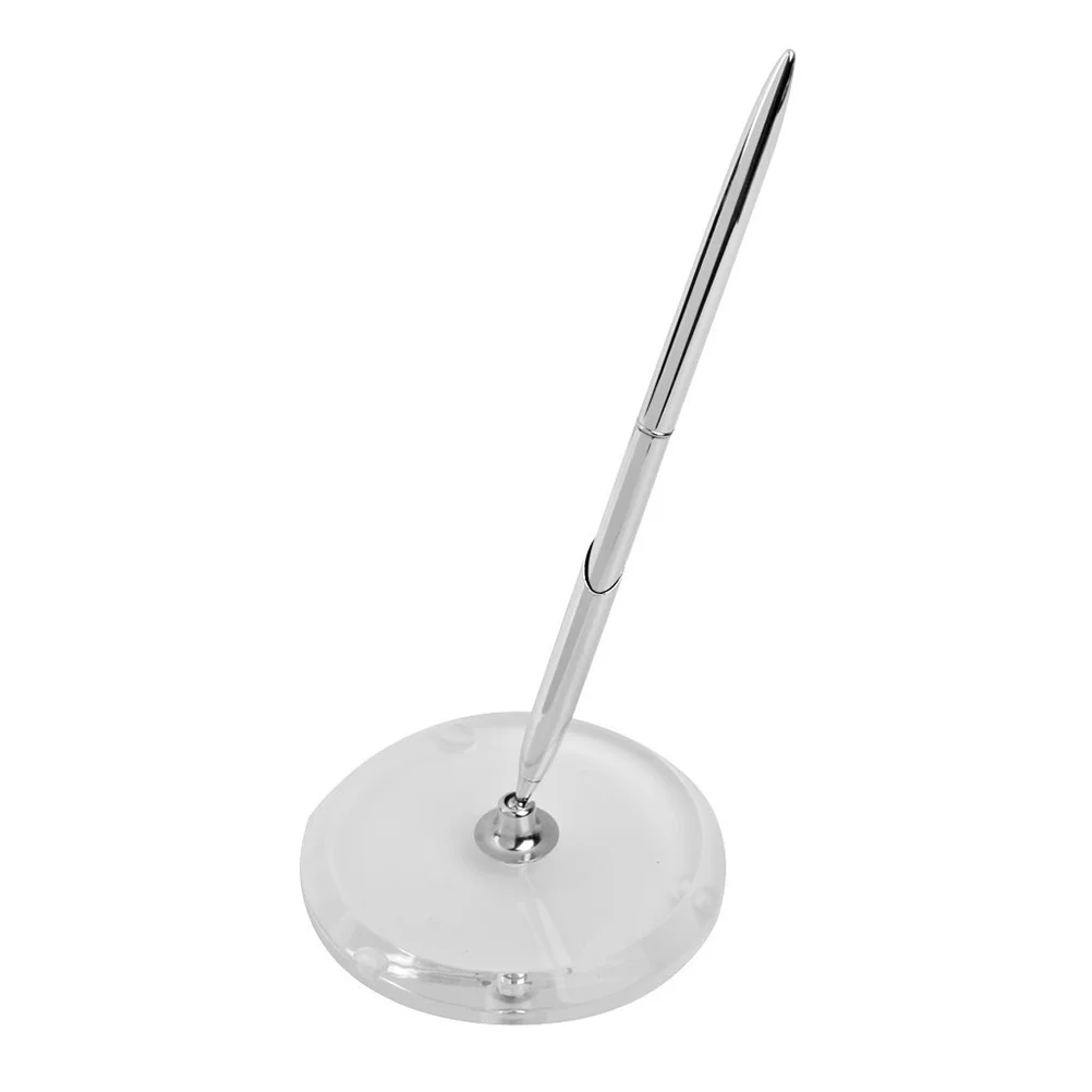 

Round Pen Holder Signing Pen Set for Wedding Bridal Engagement (Silver)