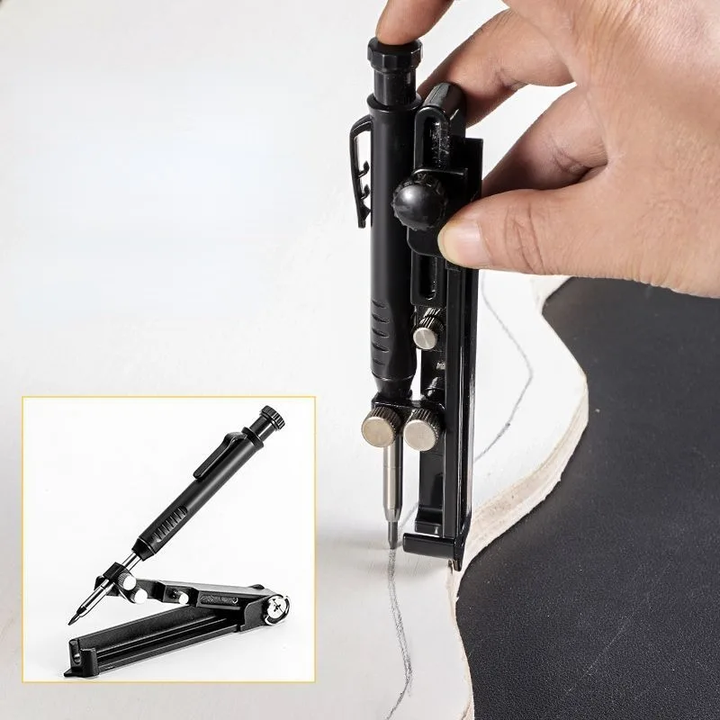 Scriber Multifunctional Compass Measurement Scribe Contour Profiling Graffiti Marking Sampling Pencil Woodworking Tools