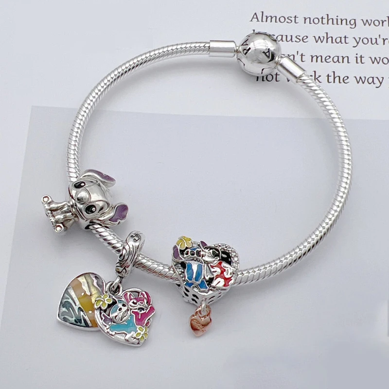 Fit Pandora Disney Anime Lilo & Stitch Kralen Voor Sieraden Maken Roségouden Bedels Hanger Armband Vrouwen Meisjes Armband Accessoires