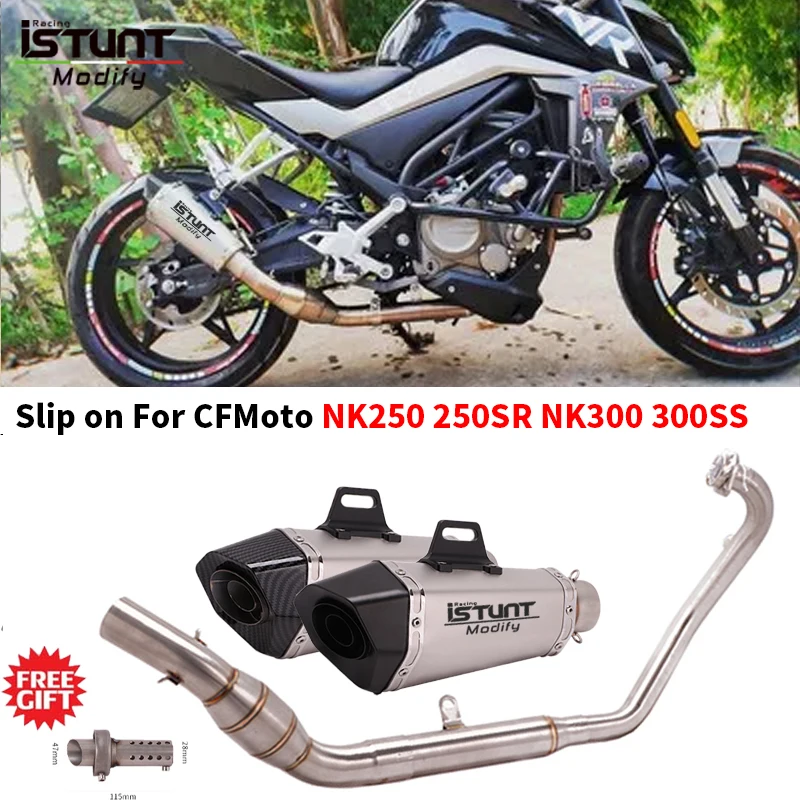 

Slip on For CFMoto NK250 250SR 300NK NK300 300SS Motorcycle Exhaust Full System Escape Front Link Pipe Carbon Fiber Muffler