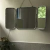 Square Modern Minimalist Metal Trifold Mirror Stainless Steel Wall Mounted Mirror Bathroom Dressing Table Decorative Mirror 3
