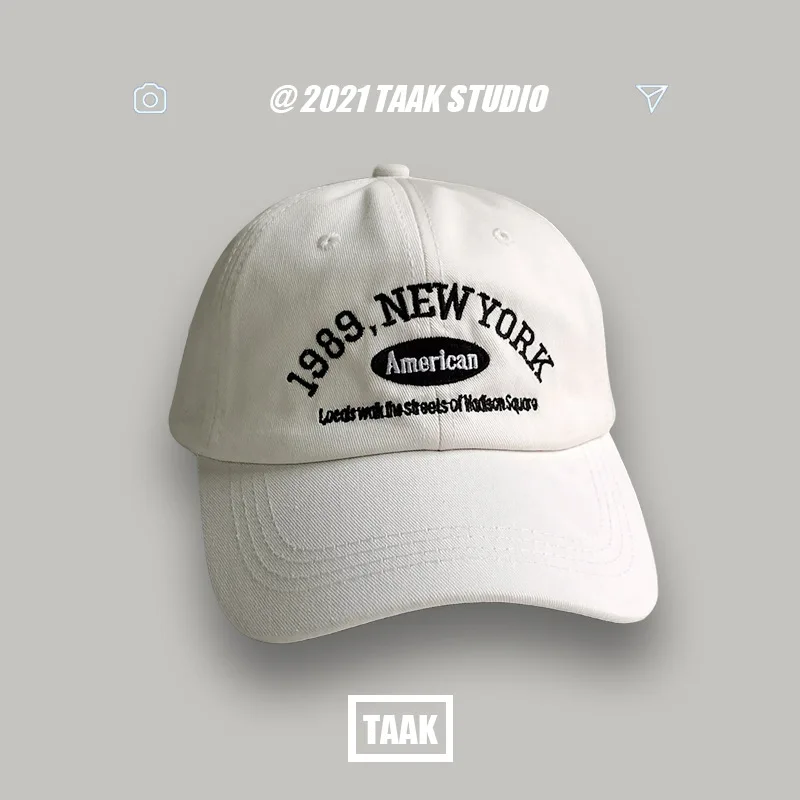 1989 American Retro Men's And Women's Baseball Caps Street Lettered Embroidery Retro Flat Caps Solid Black And White Hip Hop Cap 1989 American Retro Men's And Women's Baseball Caps Street Lettered Embroidery Retro Flat Caps Solid Black And White Hip Hop Cap