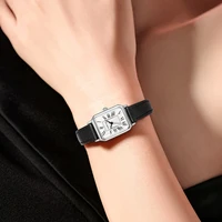 Montre-bracelet à Quartz rectangulaire pour femmes, marque de luxe, cadran romain, bracelet en cuir, horloge 2