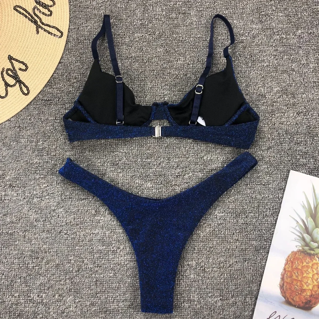 Sexy Silver Glitter Bikini 2022 Swimwear Women Push Up Cut Out Underwire Thong Swimsuit Summer Brazilian Bathing Suit Biquini - Image 5