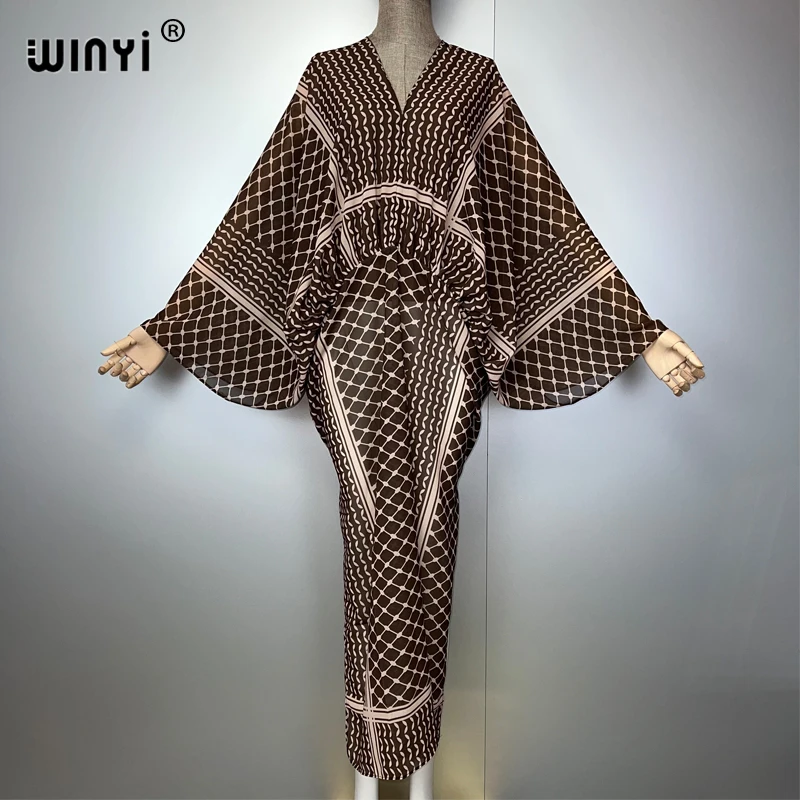 Keffiyeh Elegant Dress Arabic Traditional Print Women Loose Holiday Beach  Cover | eBay