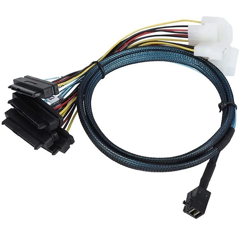Host Interno hd Mini Sas Sff8643 Cabo Adaptador do Alvo com Ide Poder 4pin 0.5m 1m Sff8643 to Sff9482