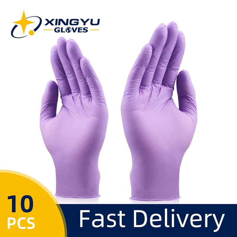 Nitrile Gloves 10pcs/pack Purple Food Grade Waterproof Household Mechanic Laboratory Gloves Disposable Nitrile Protective-Gloves