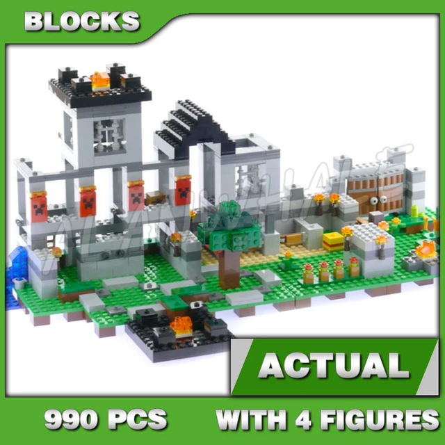 990pcs Game My World The Fortress Lookout Tower Pressure plate Doors Farm Prison 10472 Building Block