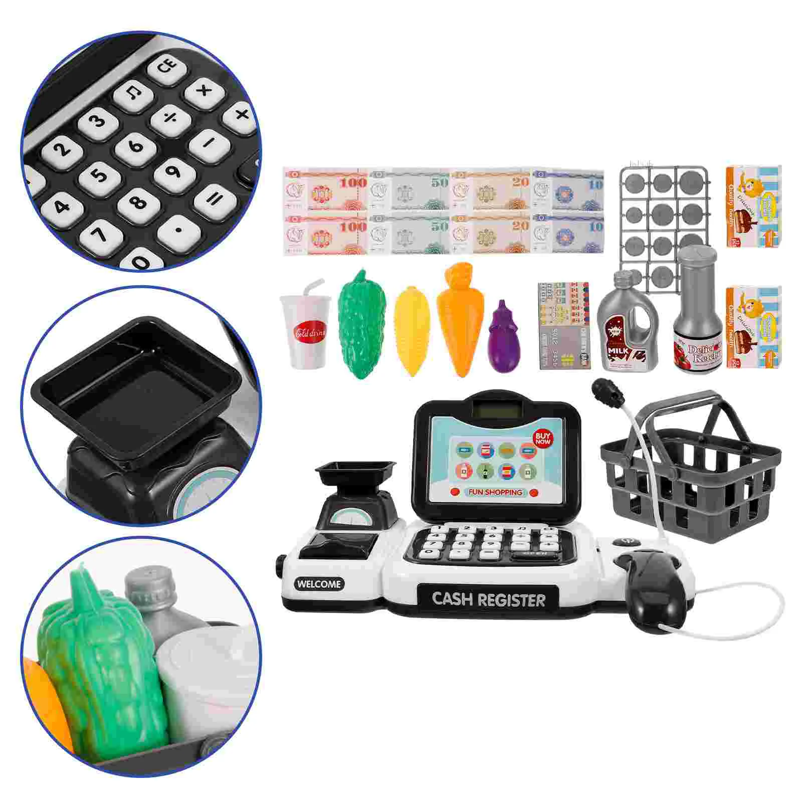 

1 комплект детских игрушек для супермаркета с калькулятором, игрушка для ролевых игр