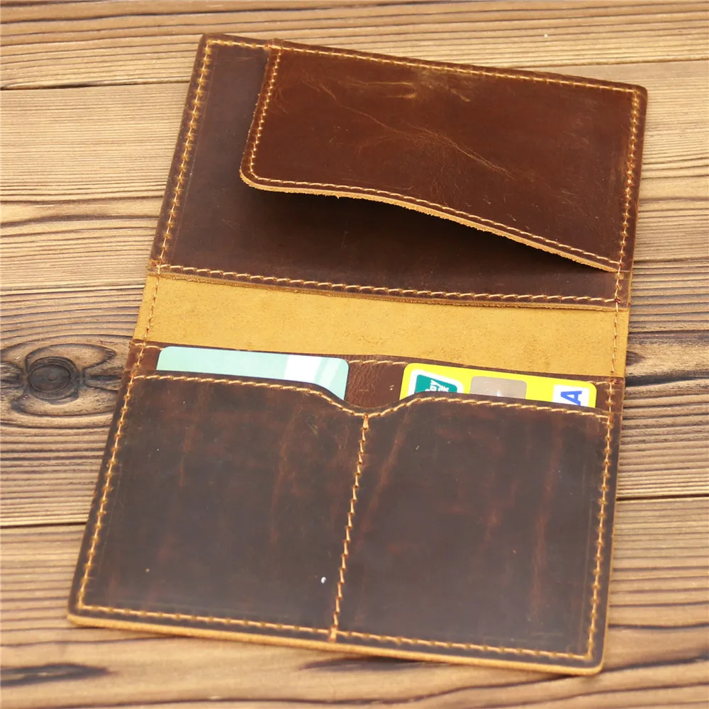 

Vintage Genuine Leather Passport Case Men Travel Wallet Document Organizer Handmade Cow Leather Covers for Passports Tarjetero