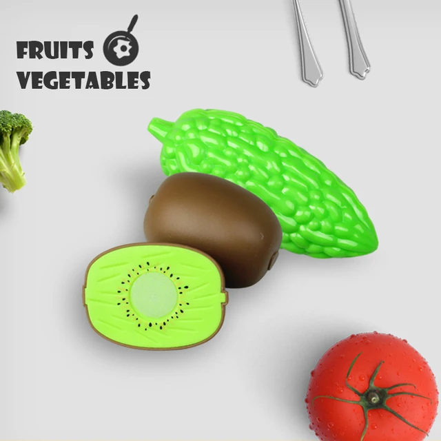 Kids Kitchen Cutting Play Set – 6/10/13/24Pcs Fruits & Veggies Toy 3