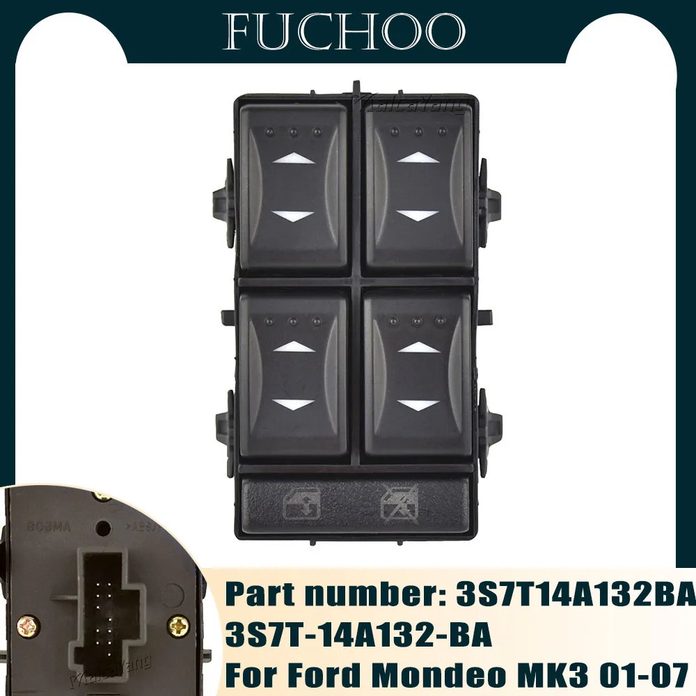 

Hight Quality Driver Side Electric Power Master Window Switch For Ford Mondeo MK3 2001-2007 3S7T-14A132-BA