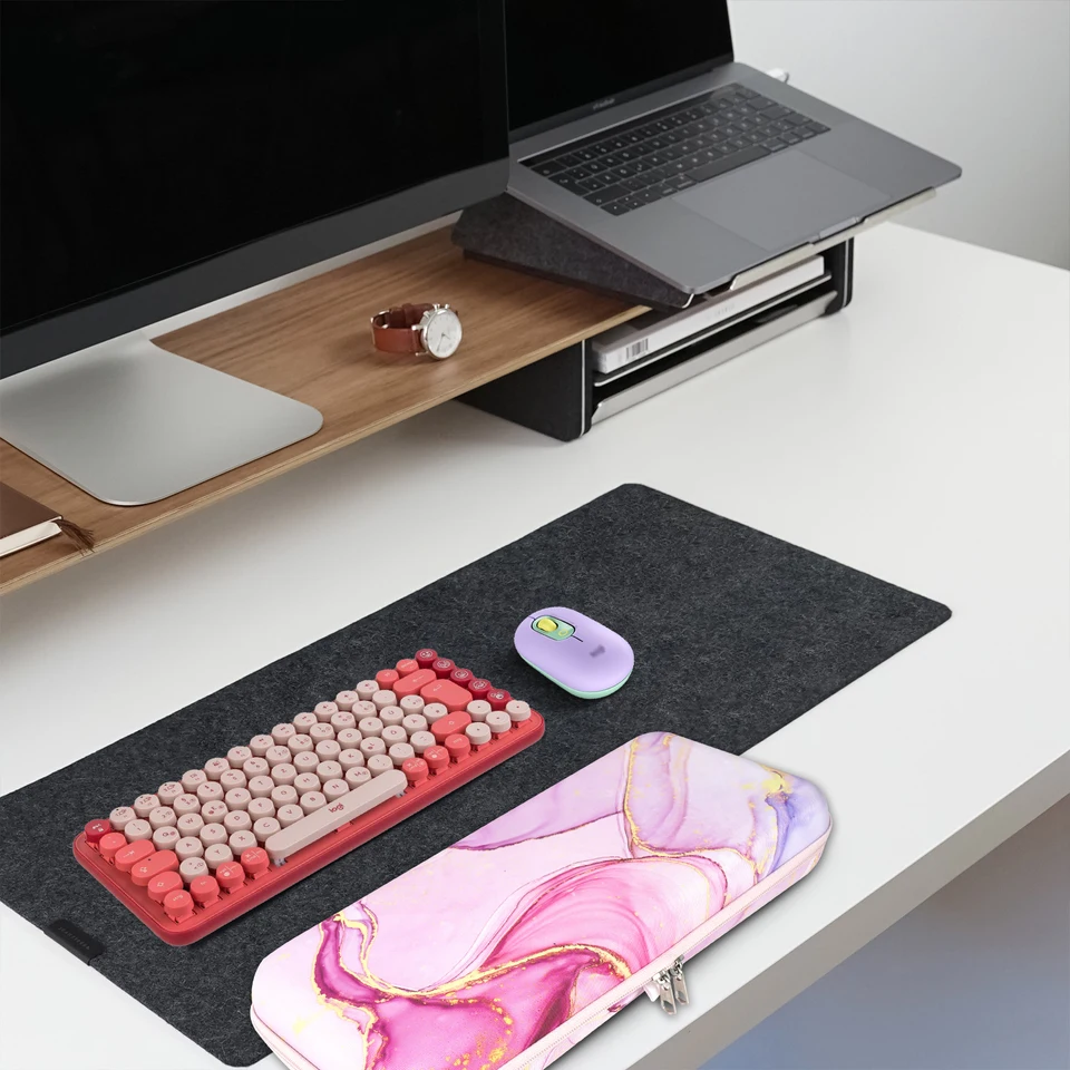 JSGHGDF Draagbare bescherming voor 75% gaming toetsenborden 84 Key Hard Shell Travel Case Inclusief polssteun compartiment en gladde 2 ritsen